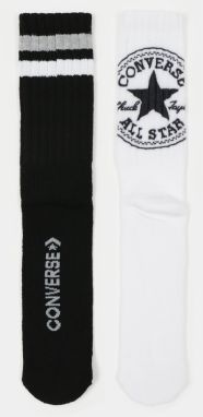 Sada dvoch párov pánskych ponožiek v bielej a čiernej farbe Converse