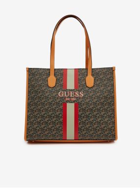 Hnedá dámska vzorovaná kabelka Guess Silvana