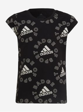 Čierne dievčenské vzorované tričko adidas Performance