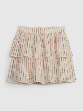 Krémová dievčenská pruhovaná šortková sukňa GAP