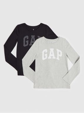Sada dvoch kusov dievčenských triček v šedej a černej farbe GAP