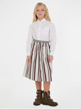Krémová dievčenská pruhovaná midi sukňa Tommy Hilfiger