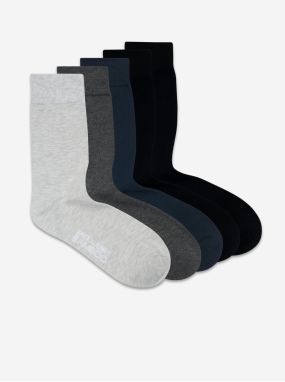 Sada piatich párov ponožiek v šedej, čiernej a tmavo modrej farbe Jack & Jones Basic Bamboo