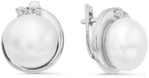 JVD Elegantné perlové náušnice so zirkónmi SVLE0914XH2P100