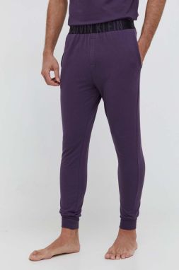 Pyžamové nohavice Calvin Klein Underwear pánske, fialová farba, s potlačou
