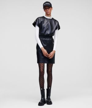 Šaty Karl Lagerfeld Short Faux Leather Dress