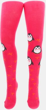 Dievčenské pančuchové nohavice Tučniaky ružové