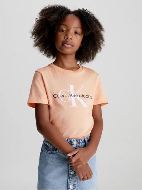 Marhuľové dievčenské tričko Calvin Klein Jeans