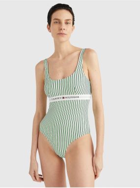 Zelené dámske pruhované jednodielne plavky Tommy Hilfiger Underwear