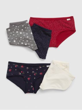 Sada piatich dievčenských vzorovaných nohavičiek v tmavomodrej, šedej, červenej a bielej farbe GAP