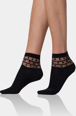 Čierne dámske ponožky s ozdobným detailom Bellinda TRENDY COTTON SOCKS