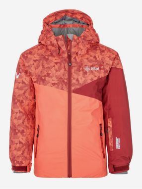 Červeno-oranžová dievčenská vzorovaná lyžiarska bunda Kilpi SAARA-JG