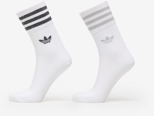 adidas Mid-Cut Glitter Crew Socks 2-Pack White/ Grey Two/ Black