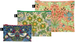 Loqi William Morris - The Strawberry Thief. Decorative Fabric, Orchard. Dearle, Hyacinth Recycled Zip Pockets