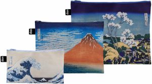 Loqi Katsushika Hokusai - Fuji from Gotenyama, Red Fuji & Wave Recycled Zip Pockets