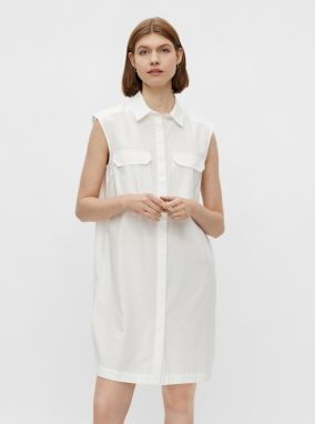 Pieces biele košeľové šaty Margot