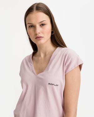 Tričká s krátkym rukávom pre ženy Replay - ružová
