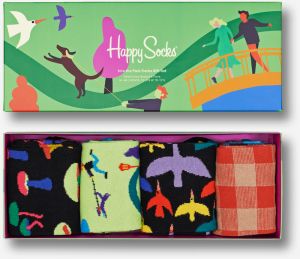 Sada štyroch farebných vzorovaných ponožiek Happy Socks