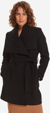 Čierny dámsky ľahký kabát so širokým limcom TOP SECRET