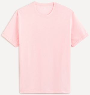 Ružové bavlnené tričko Celio Cecola