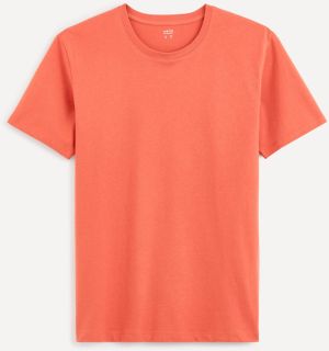Oranžové pánske basic tričko Celio Tebase