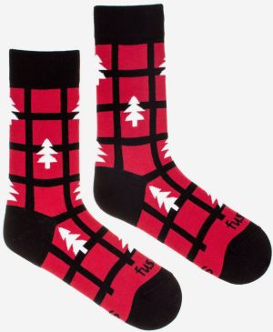 Čierno-červené dámske vzorované ponožky Fusakle sromec red