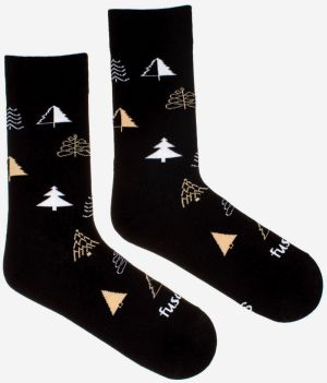Čierne dámske vzorované ponožky Fusakle Stromce in Winter
