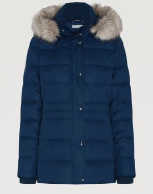 Modrá dámska páperová zimná bunda Tommy Hilfiger