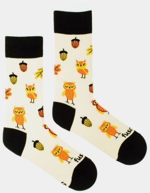 Krémové vzorované ponožky Fusakle Sova