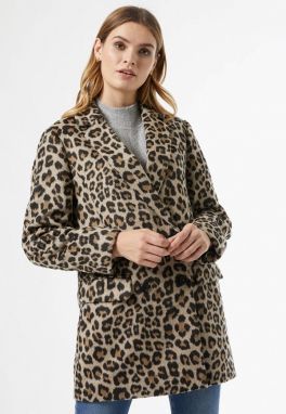 Svetlo hnedý kabát s leopardím vzorom Dorothy Perkins
