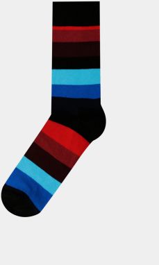 Červeno-čierno-modré unisex pásikavé ponožky Happy Socks Stripe