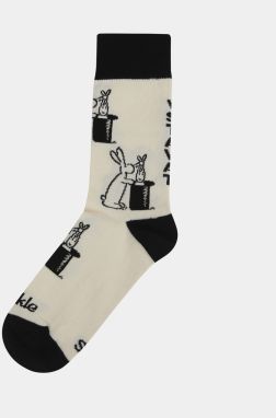Krémovo–čierne ponožky s motívom Boba a Bobka Fusakle