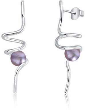 JwL Luxury Pearls Dlhé strieborné náušnice s tmavou perlou JL0636
