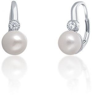 JwL Luxury Pearls Pôvabné strieborné náušnice s pravou bielou perlou JL0673