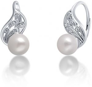 JwL Luxury Pearls Pôvabné strieborné náušnice s pravou bielou perlou JL0706