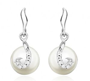 Silver Cat Jemné náušnice s perlou a zirkónmi SC369
