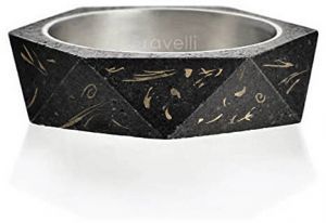 Gravelli Štýlový betónový prsteň Cubist Fragments Edition zlatá / antracitová GJRUFBA005 47 mm