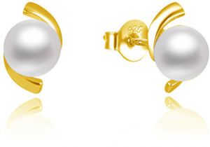 Beneto Elegantné pozlátené perlové náušnice AGUP2668P-GOLD