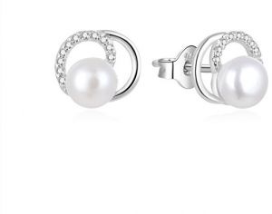 Beneto Elegantné perlové náušnice so zirkónmi AGUP1321PL