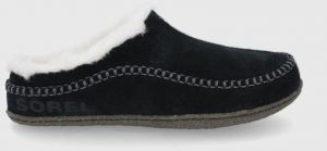 Semišové papuče Sorel čierna farba
