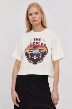 Bavlnené tričko The Kooples béžová farba,