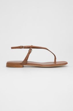 Kožené sandále Emporio Armani dámske, hnedá farba,