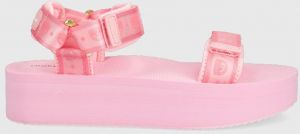 Sandále Chiara Ferragni dámske, ružová farba, na platforme