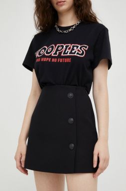 Sukňa The Kooples čierna farba, mini, áčkový strih