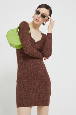 Šaty Abercrombie & Fitch hnedá farba, mini, priliehavá