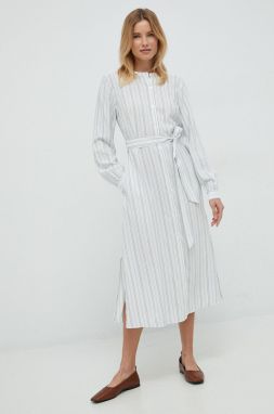 Šaty Tommy Hilfiger biela farba, maxi, rovný strih