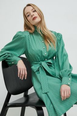 Šaty Custommade Linnea zelená farba, mini, áčkový strih