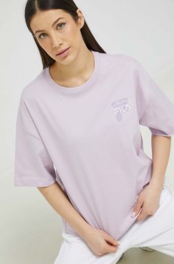 Bavlnené tričko Fila fialová farba