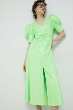 Šaty Rotate zelená farba, midi, áčkový strih