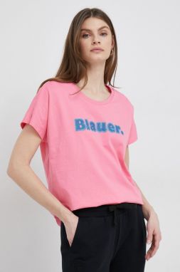 Bavlnené tričko Blauer ružová farba